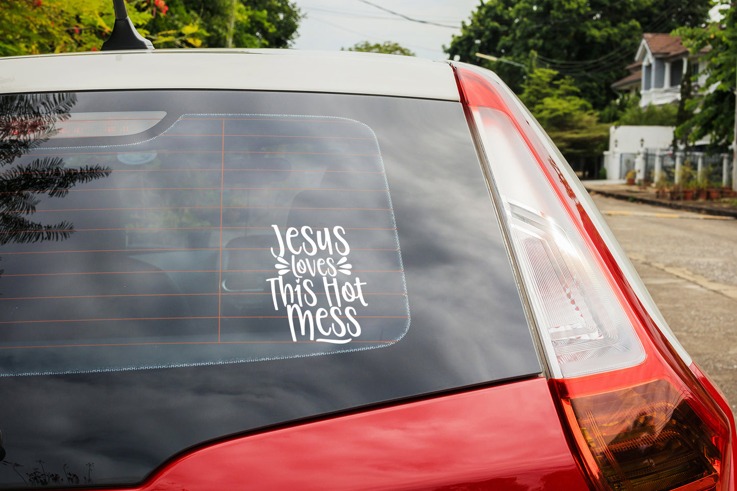 Jesus Loves This Hot Mess - Decal