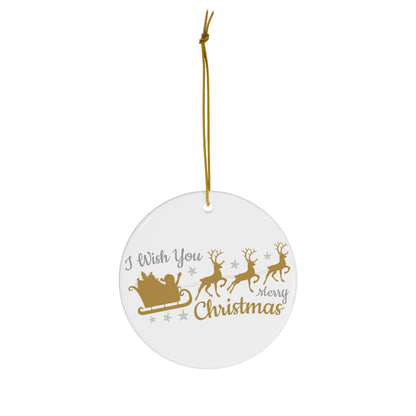 Santa and Reindeer Merry Christmas Ornament